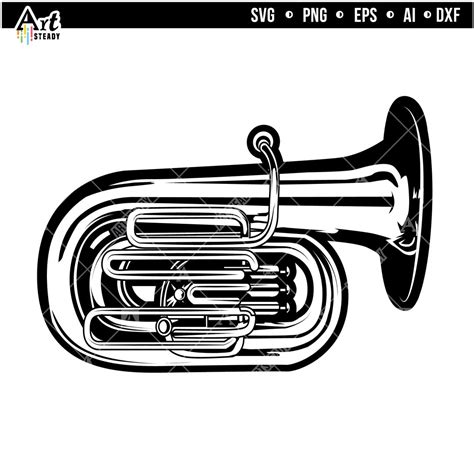 Tuba Svg Files Tuba Instrument Silhouette Graphic Art Tuba Player