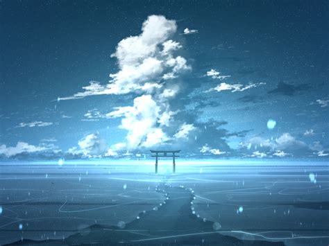 1024x768 Cloudy Landscape Digital Anime Art 1024x768 Resolution