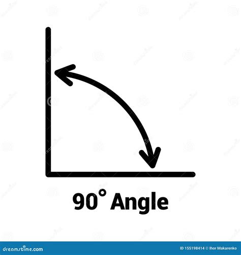 90 Degree Angle Icon Isolated Icon With Angle Symbol And Text Stock