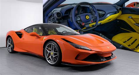Orange Ferrari F8 Tributo With Blue And Yellow Interior Proves Money