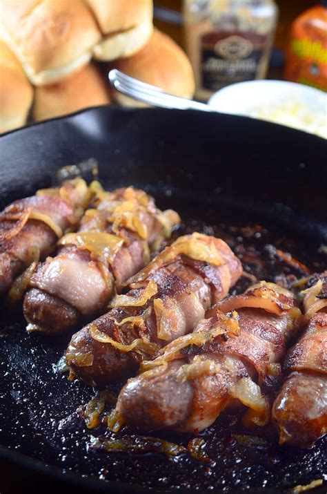 Bacon Wrapped Beer Brats Brats Recipes Beer Brats Bacon Wrapped