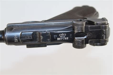 Wwi World War I Erfurt German Luger P08 Pistol 9mm Antique Firearms 004