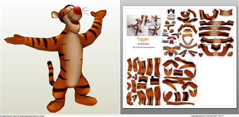 Papercraft Pdo File Template For Winnie Pooh Tigger Figure Artesanato Em Papel Pooh Faça