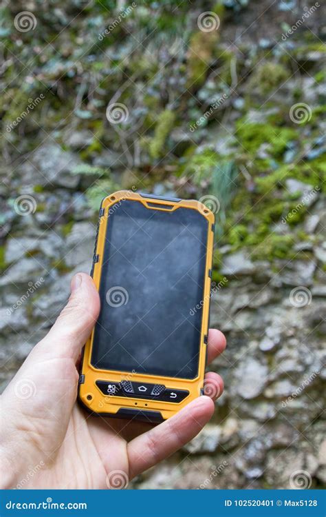 Smartphone Tracking Travel On Mountain Trails Stock Image Image Of