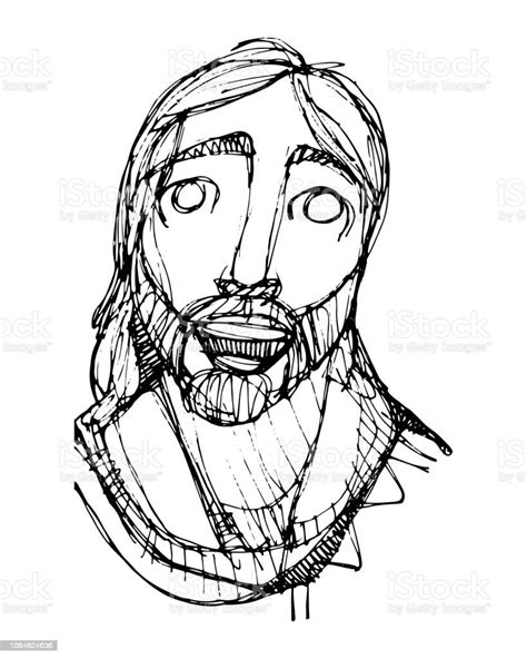 Jesus Christ Face Ink Illustration Stock Illustration Download Image