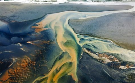 Aerial Photography Icelands Colourful Glacial And Spring Fed Rivers