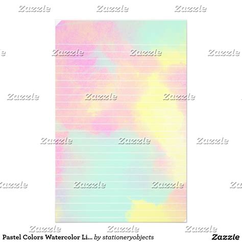 Pastel Colors Watercolor Lined Paper Stationery Paper