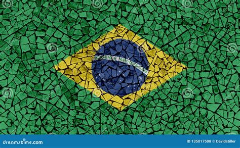 Mosaic Tiles Painting Of Brazil Flag Stock Photo Image Of Symbol