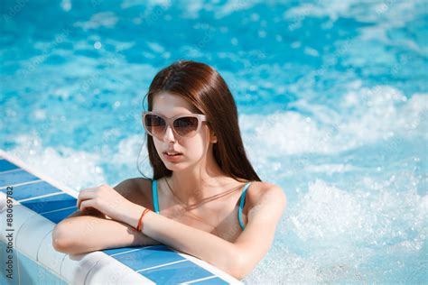 Sexy Woman At Swimming Pool Stock Photo Adobe Stock