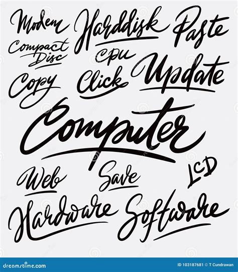 Computer And Software Handwriting Calligraphy Stock Illustration