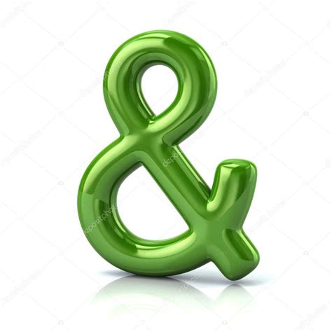 Green Ampersand Symbol Isolated White Background Illustration — Stock
