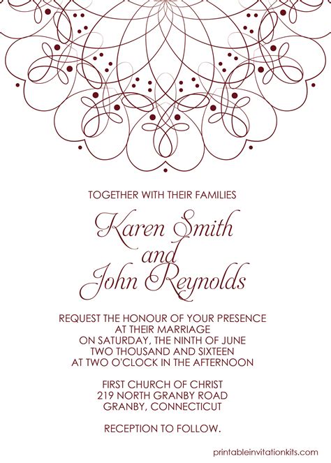 spiral border invitation   template  weddings