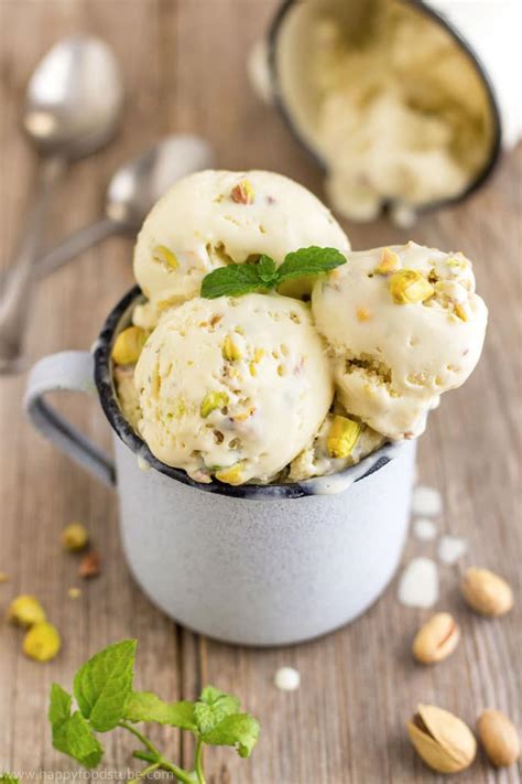Besides the time needed for chilling and freezing the mixture, making homemade ice cream has a surprisingly short prep time. Fresh Mint & Pistachio Ice Cream Recipe - Happy Foods Tube