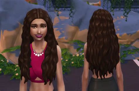 Mystufforigin Wavy Middle Part Hair Retextured Sims 4 Hairs