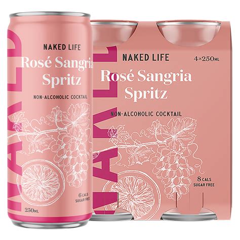 Naked Life Non Alcoholic Cocktail Rosé Sangria Spritz 4 Pack X 250ml Naked Life Non