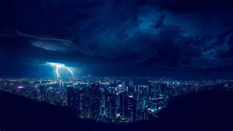 2560x1440 Storm Night Lightning In City 4k 1440p Resolution Hd 4k