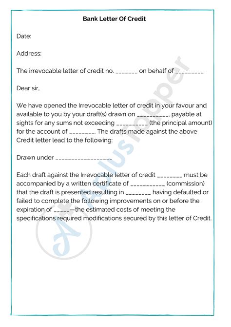 Letter Of Credit Samples Drafts