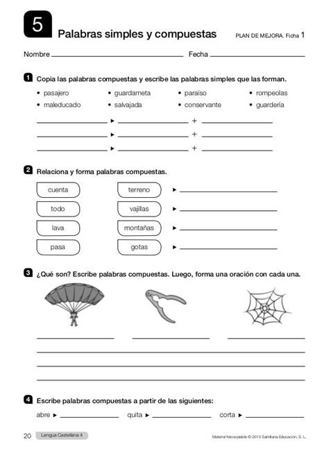 Fichas Refuerzo 4 Primaria Castellano Saber Hacer 8ff Apuntes De