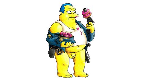 Rule 34 Balls Belly Big Belly Blue Hair Bottomless Bottomless Male Chief Wiggum Clothed