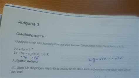 Das heißt, das lineare gleichungssystem hat unendlich viele lösungen. Gleichungssystem. Werte der Parameter ermitteln, damit LGS ...