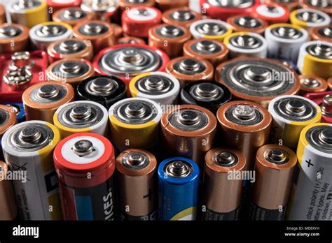 Random Arrangement Of Used Alkaline Batteries Stock Photo Alamy