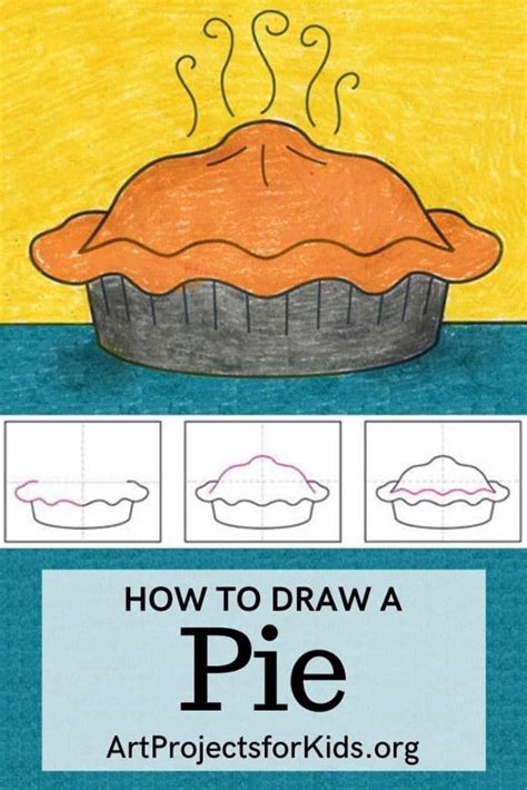 Easy How To Draw Pie Tutorial And Pie Coloring Page · Art Projects For