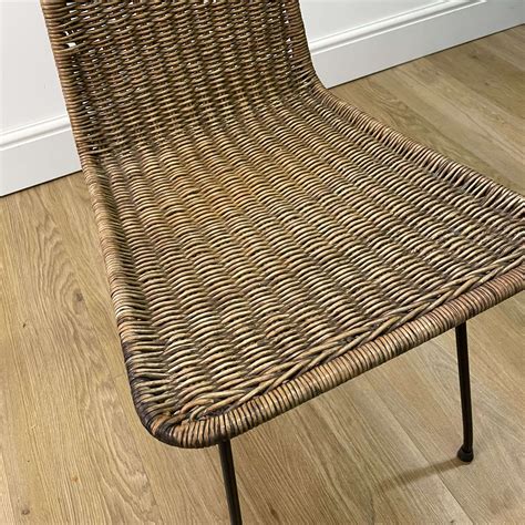 Conran Style Basket Weave Chair On Black Steel Legs Mark Parrish Mid