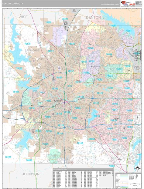 Tarrant County Tx Wall Map Premium Style By Marketmaps Mapsales