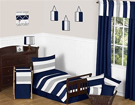 Navy Blue Gray And White Window Treatment Valance For Stripes Bedding