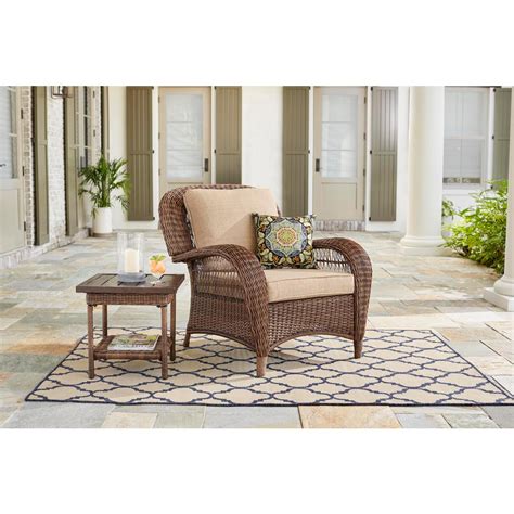 Hampton Bay Beacon Park Stationary Wicker Outdoor Lounge Chair Toffee