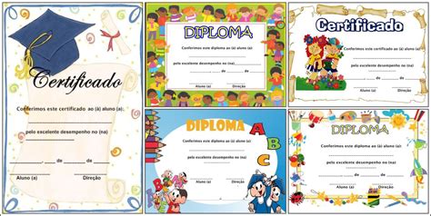 17 Modelos De Diplomas E Certificados Para Educação Infantil Educação