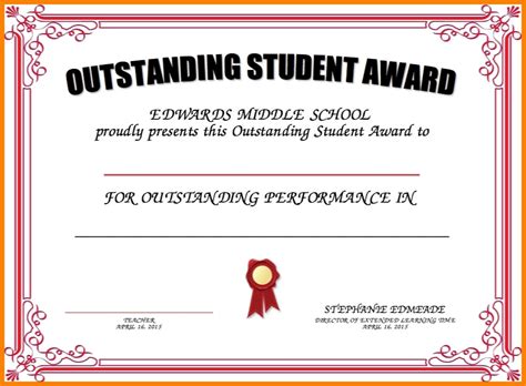 Student Award Certificate Examples
