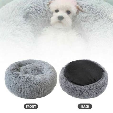 Comfortable Pet Calming Bed Round Nest Faux Fur Donut Cat Dog Beds Self