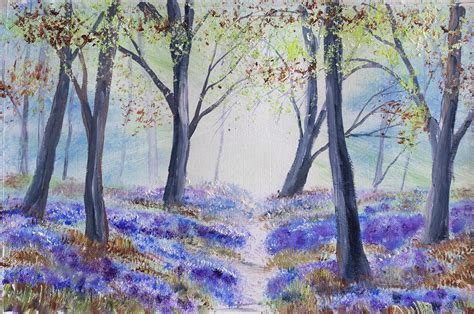 Spring Bluebell Woodlands Painting By Ceri Jones