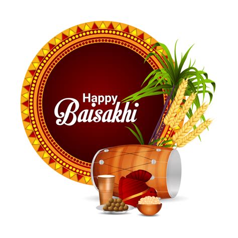 Happy Vaisakhi Design With Wheat And Drum 12011890 PNG