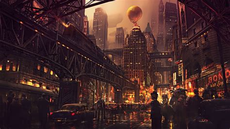 Night Artwork Futuristic City Science Fiction Concept Art