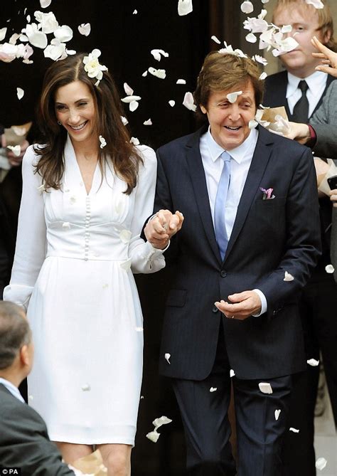 Paul Mccartney Wedding Stella Dresses Bride Nancy Shevell With Simple Elegance Daily Mail Online