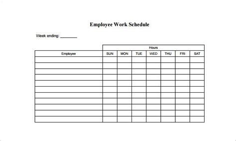 Employee Work Schedule Template Pdf Weekly Schedule Template