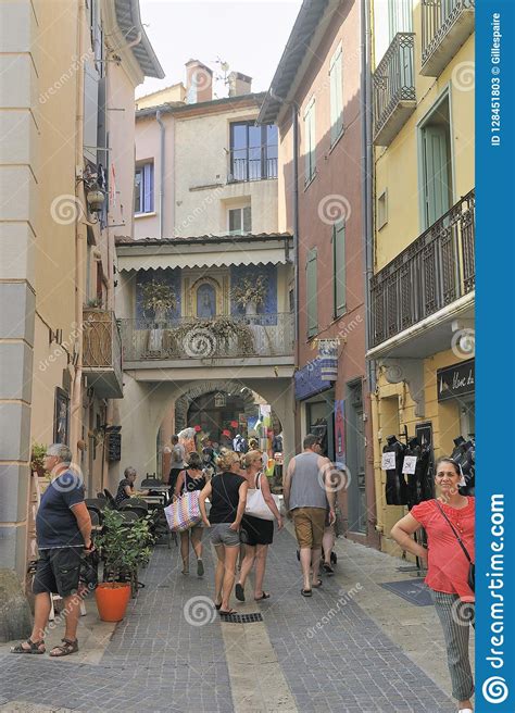 A Small Street In Collioure With Colorful Houses Editorial Stock Photo
