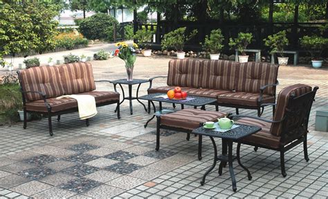 Patio Furniture Deep Seating Set Cast Aluminum 7pc Monarch