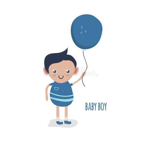 Cute Little Baby Boy With Balloon Stock Vector Illustration Of Beauty