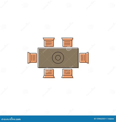 Dining Table And Chairs Top View Vector Icon Symbol Isolated On White