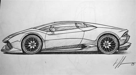 Lamborghini Huracan Sketch Ballpoint Pen Drawing