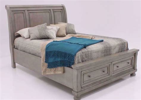 Lettner Queen Size Sleigh Bed Light Gray Home Furniture Plus Bedding