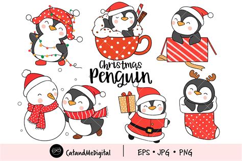 Christmas Penguin Clipart Graphic By CatAndMe Creative Fabrica