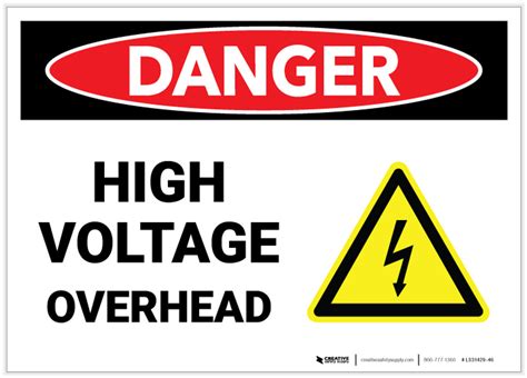 Danger High Voltage Overhead Label