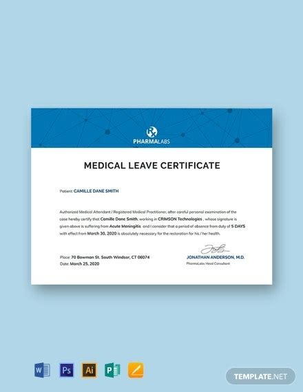 8 Medical Leave Certificate Templatessamples Examples Format Pdf