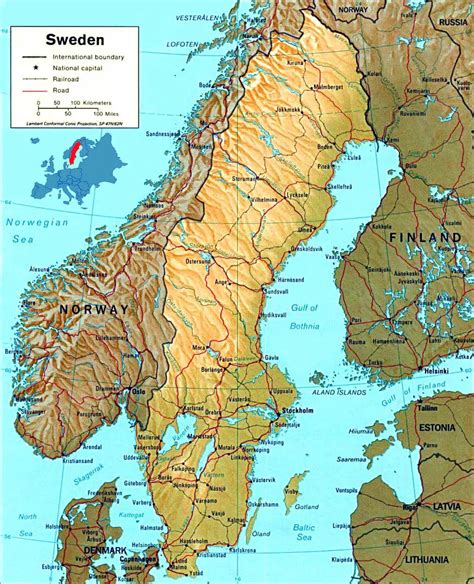 Sweden Map Physical Mapsof Net