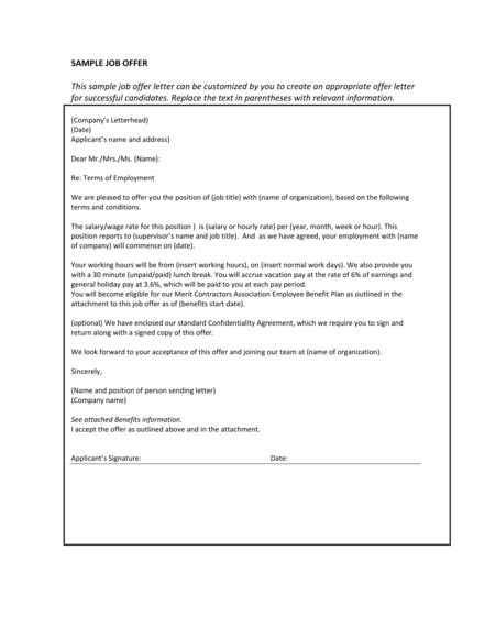 Offer Letter 25 Examples Format Sample Examples