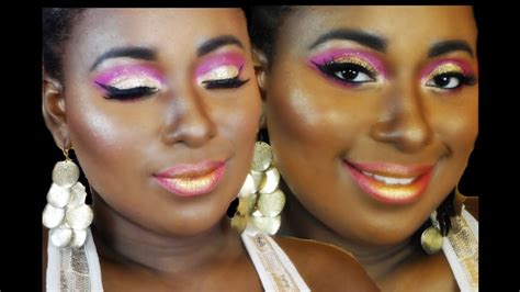 Pink N Gold Glitter Eye Vegas Showgirl Party Makeup Look Vicariously